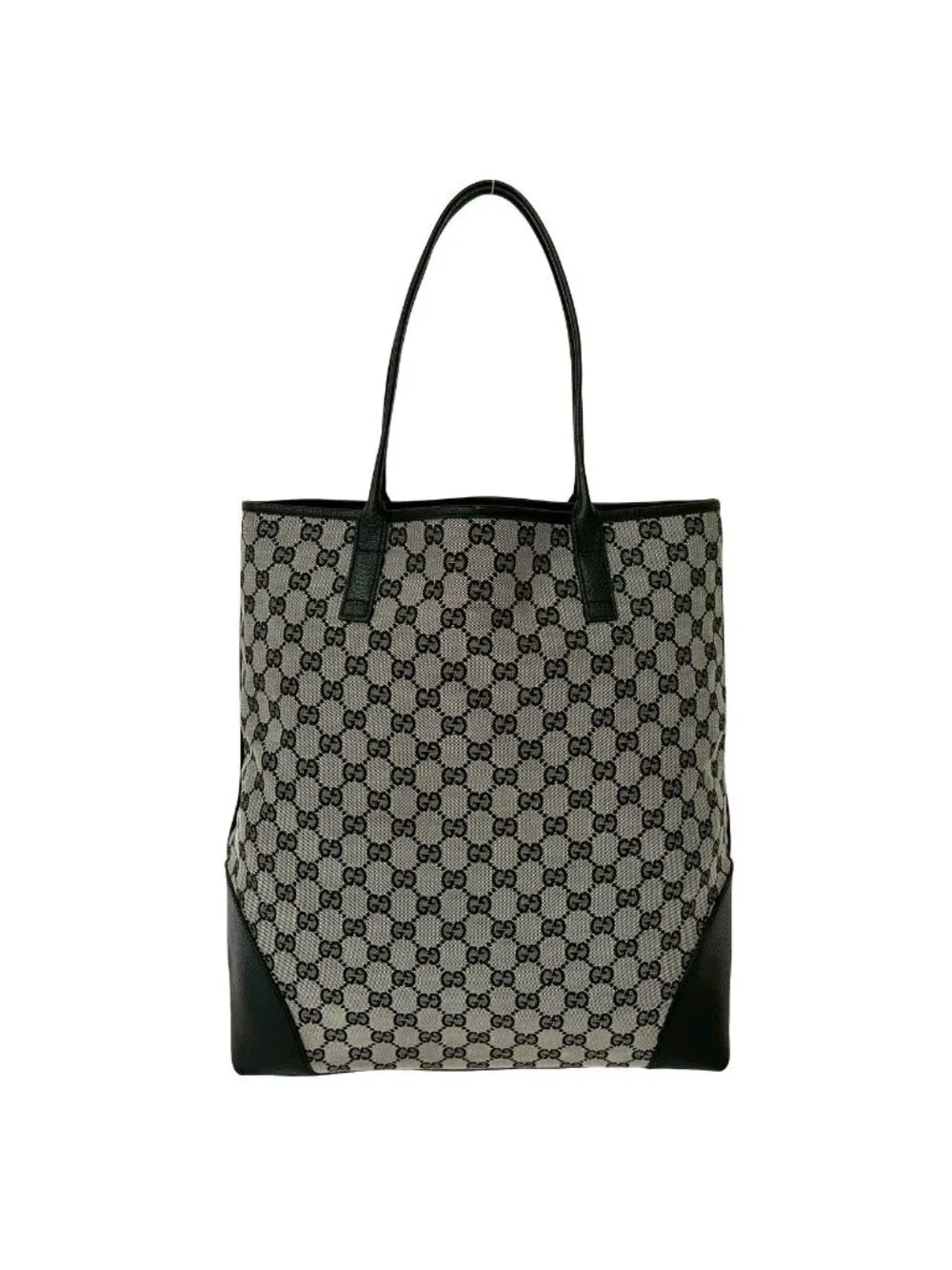 ★SOLD★ Gucci GG Pattern Canvas Leather Tote Shoulder Bag Business Black - Picture 3 of 10